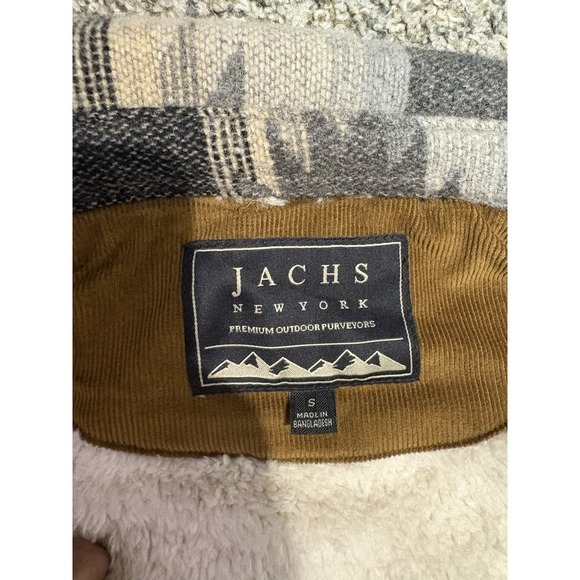 Jachs New York Mens S Jacket Gray Aztec Sherpa Fleece Lined Wool Blend Shirt - Picture 9 of 10